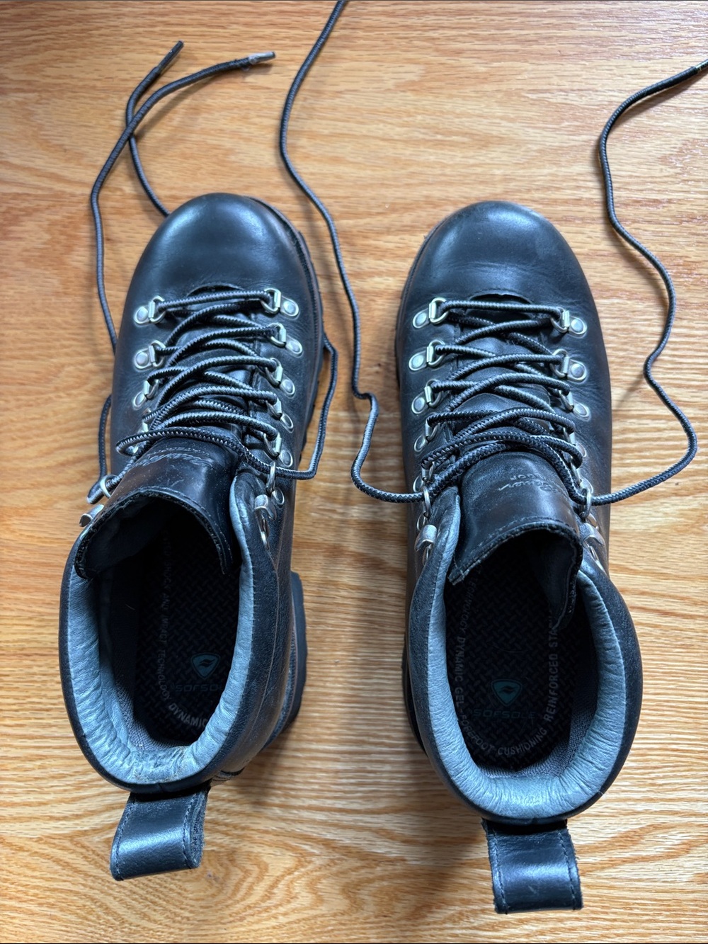 Eddie Bauer Black Lace-Up Leather Hiking Boots